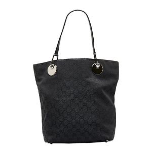 gucci 120836|GUCCI GG Canvas Tote Bag 120836 Black Leather Women's.